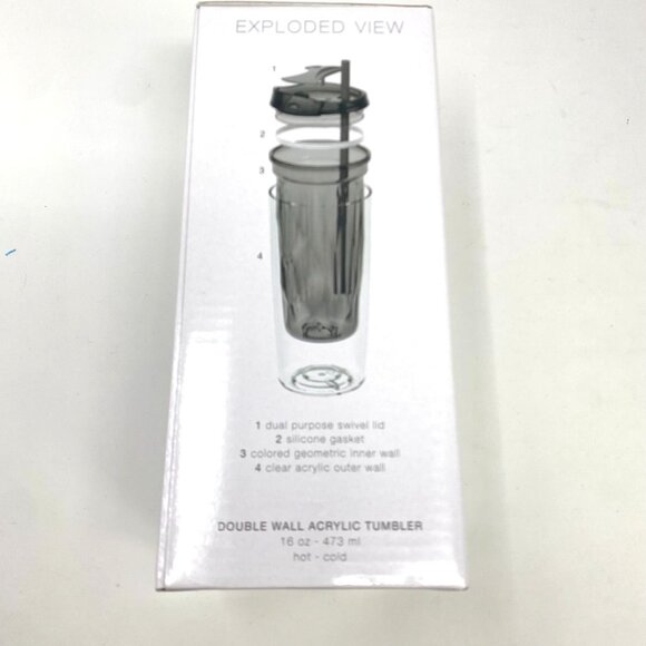 CDA Logo GEO 16 Oz Double Wall Clear Acrylic Tumbler Sip Straw Opening Hot Cold - Picture 3 of 10